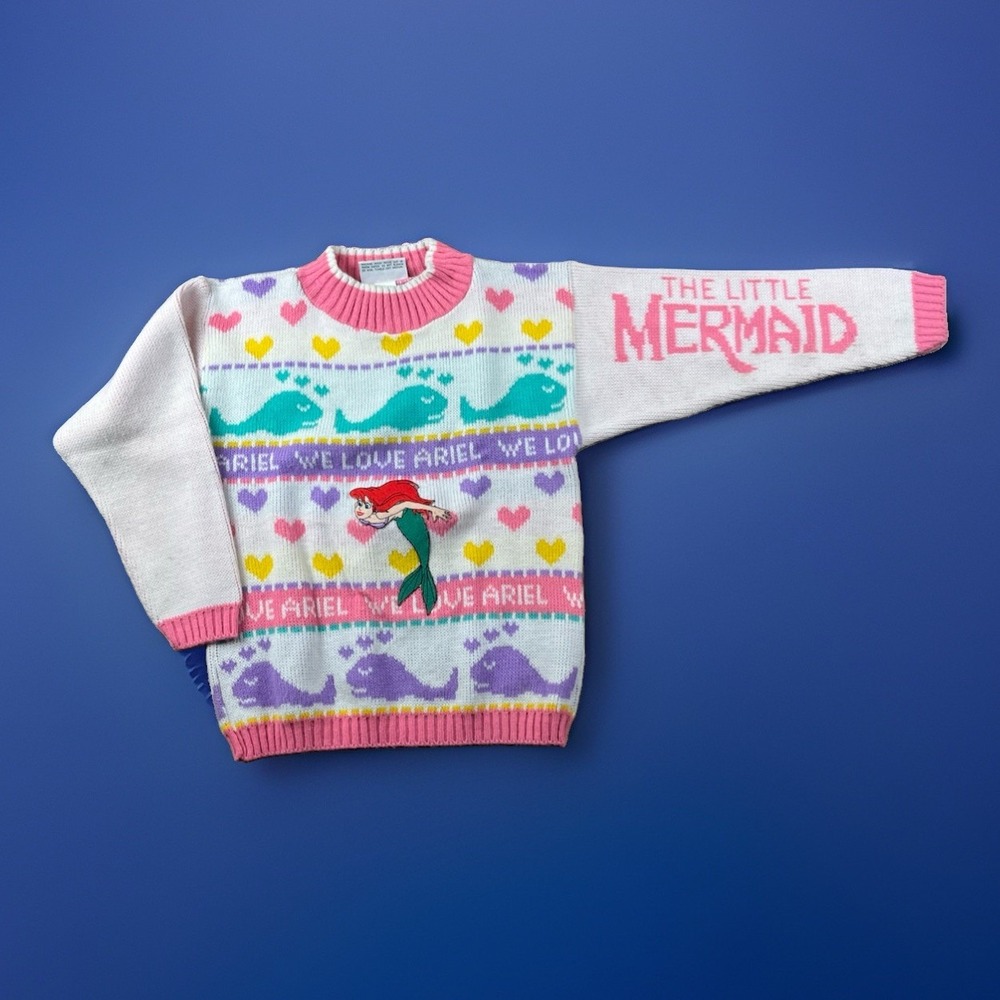 Vintage The Little Mermaid Sweater 80s 90s Youth Ariel Disney Hot Cashews Brand